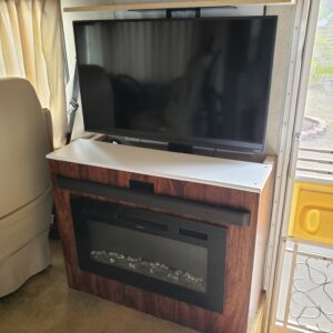 TV Lift Cabinet with Sound Bar Fireplace and TV